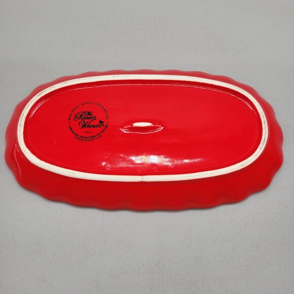 Pioneer Woman Butter Dish Floral Ceramic Butterfly Top Lid and Red Tray - Picture 7 of 10